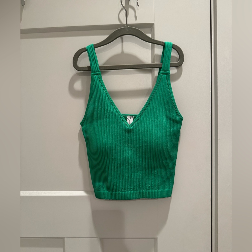 Green Ribbed Tank Top